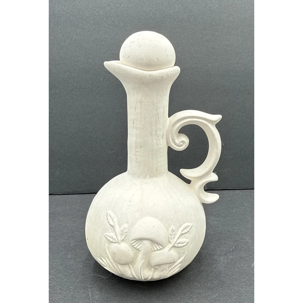 Vintage 3D  Mushrooms Oil And‎ Vinegar Cruet Ready To Paint MCM